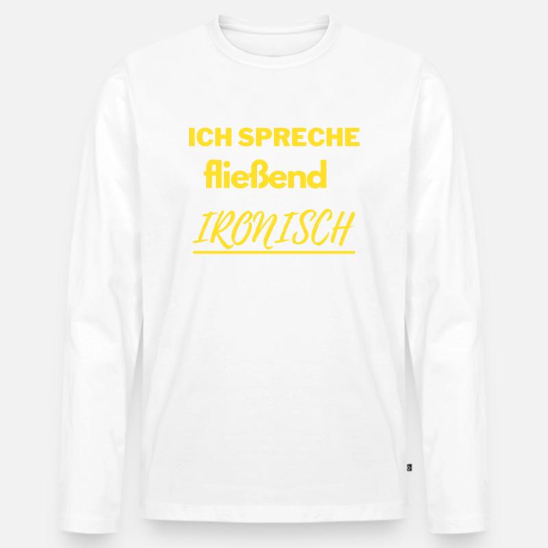 Fließend ironisch - Männer Premium Bio Langarmshirt - Weiß