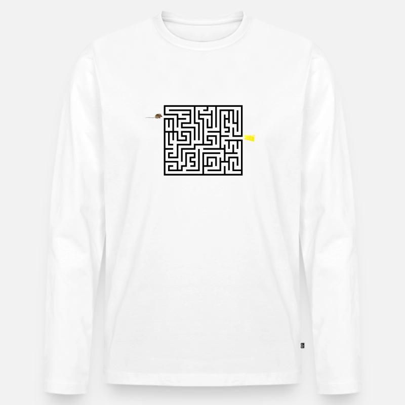 Labyrinth - Männer Premium Bio Langarmshirt - Weiß