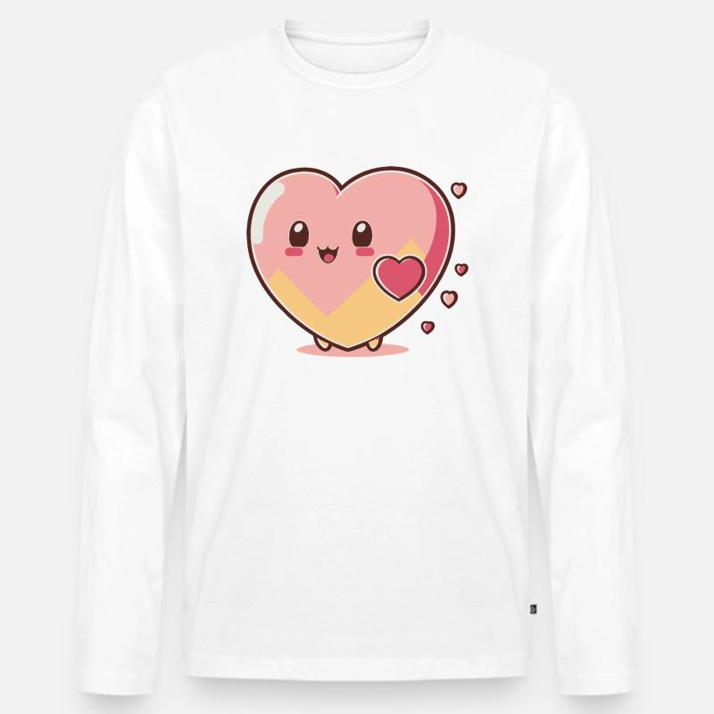 süßes Herz - Männer Premium Bio Langarmshirt - Weiß