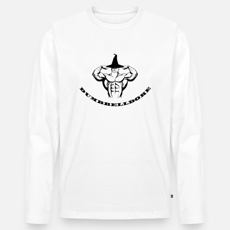 Dumbbelldore - Männer Premium Bio Langarmshirt - Weiß