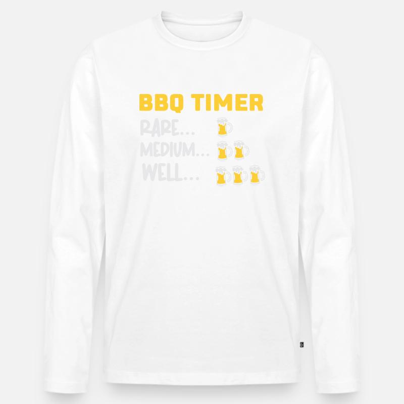 BBQ Timer - Männer Premium Bio Langarmshirt - Weiß