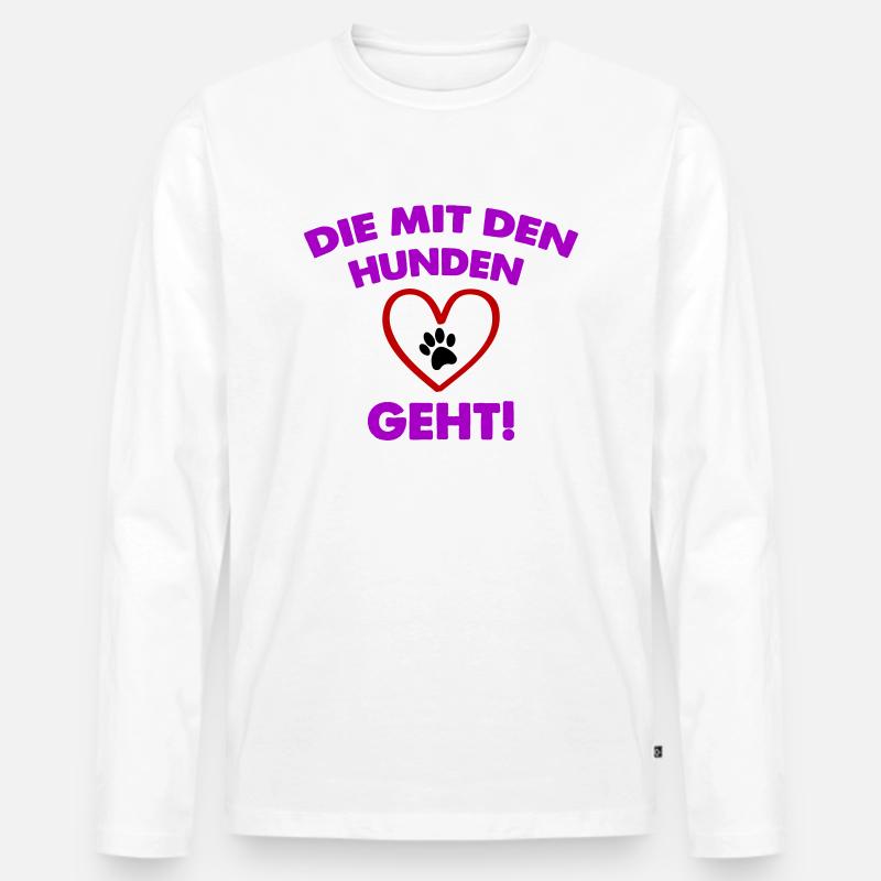 die mit den hunden geht - Männer Premium Bio Langarmshirt - Weiß