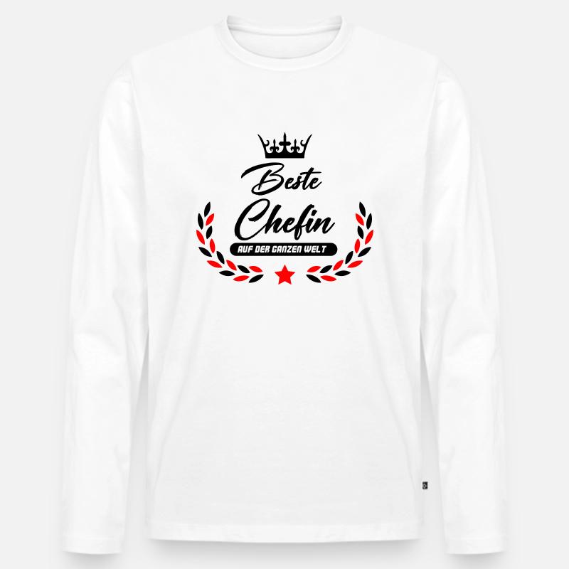 beste chefin der welt 02 - Männer Premium Bio Langarmshirt - Weiß
