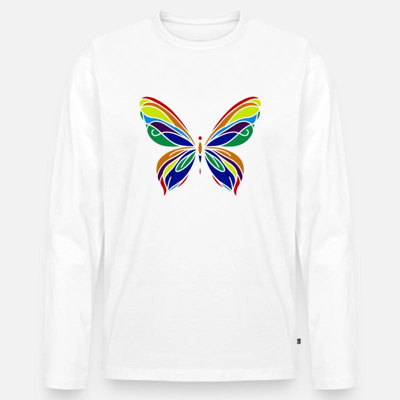 Schmetterling - Männer Premium Bio Langarmshirt - Weiß