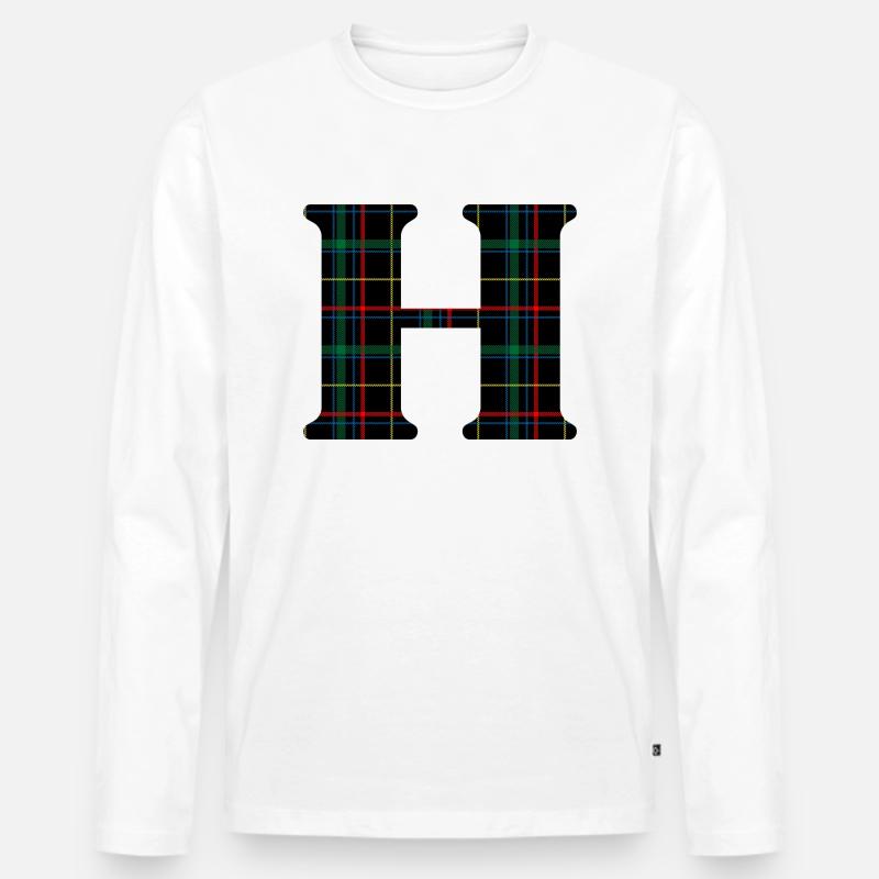 Monogramm h schottischer Tartan - Männer Premium Bio Langarmshirt - Weiß