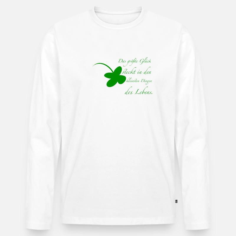 Glück - Männer Premium Bio Langarmshirt - Weiß