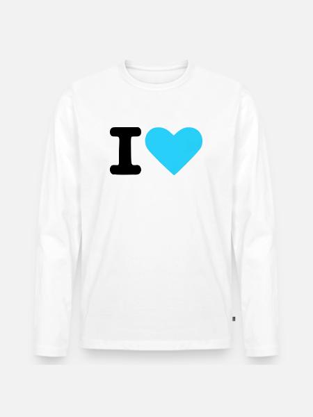 I love - Männer Premium Bio Langarmshirt - Weiß