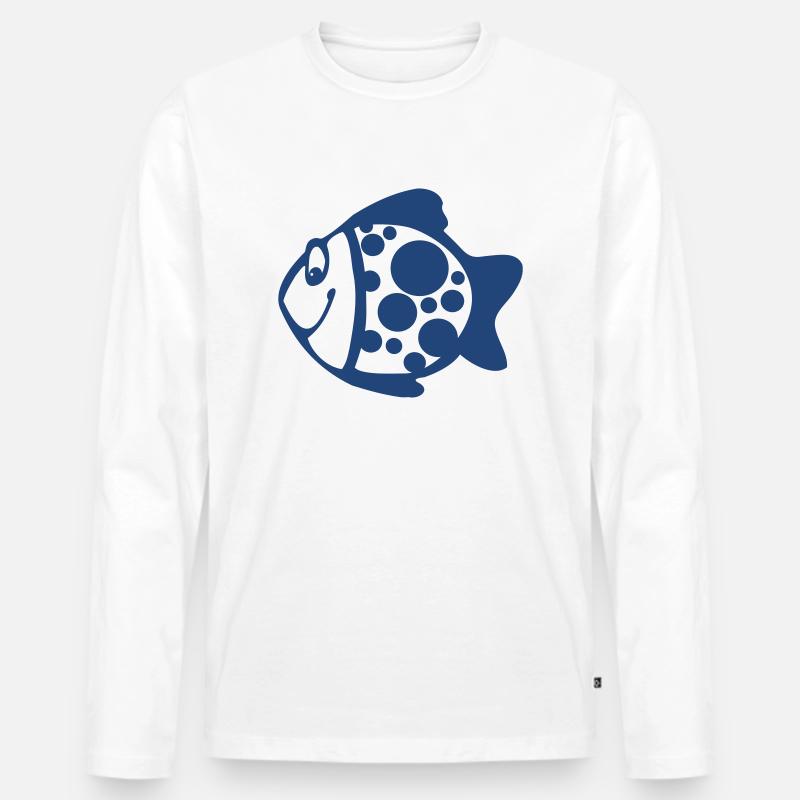 Fisch - Männer Premium Bio Langarmshirt - Weiß