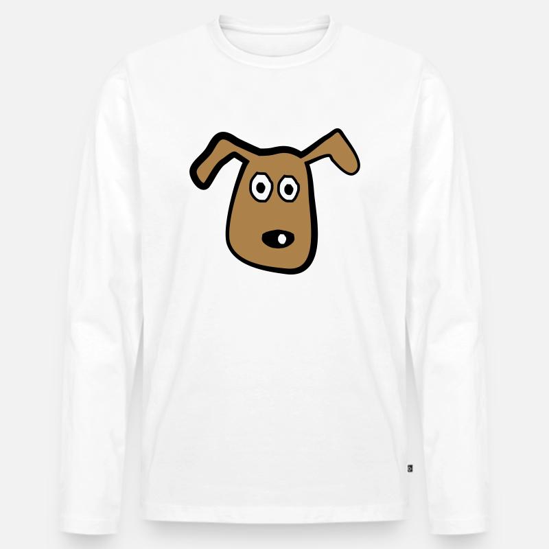 Hund - Männer Premium Bio Langarmshirt - Weiß