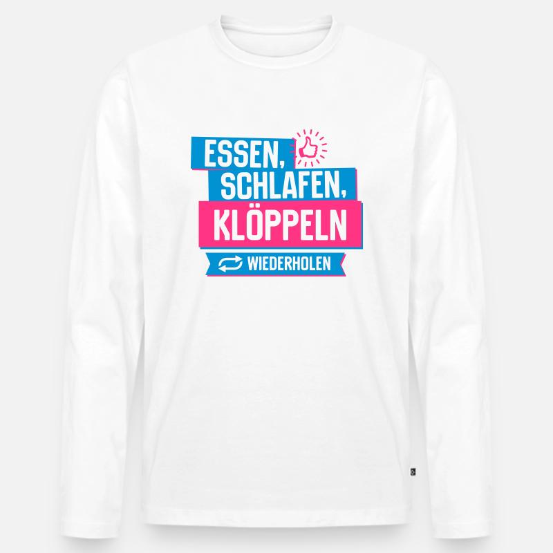 Hobby Klöppeln - Männer Premium Bio Langarmshirt - Weiß