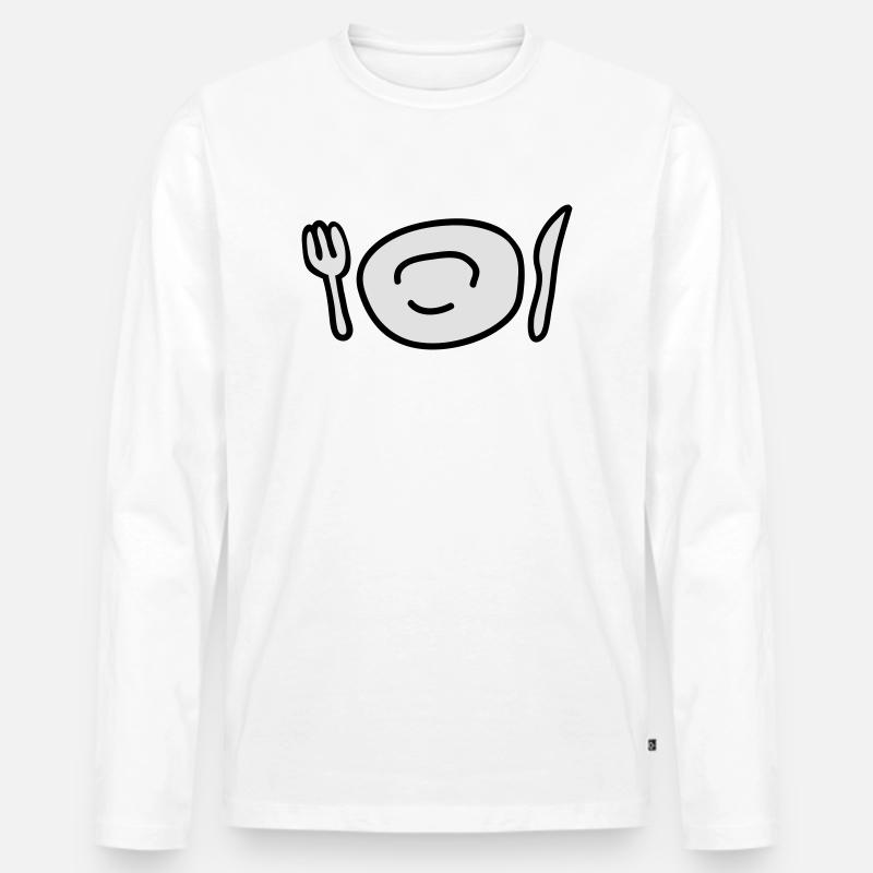 teller_und_besteck_2c - Männer Premium Bio Langarmshirt - Weiß
