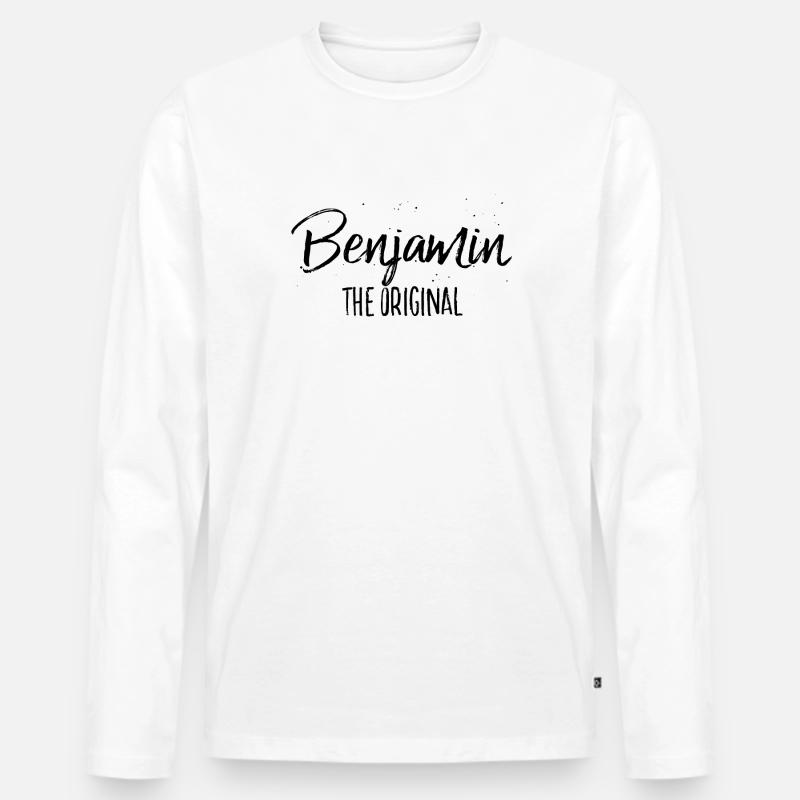 Benjamin - Männer Premium Bio Langarmshirt - Weiß