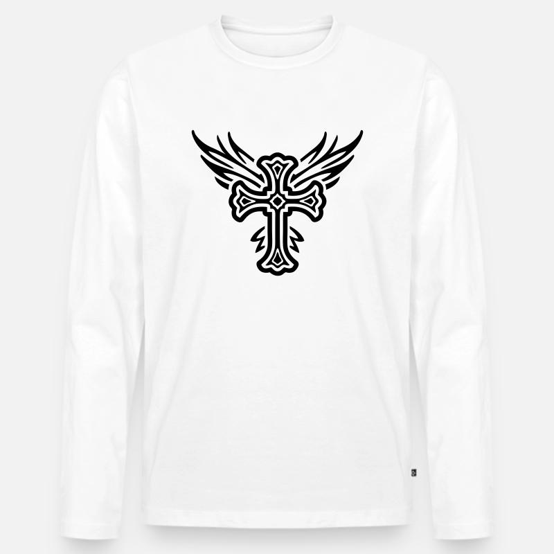 Kreuz (cross) 03.2 - Männer Premium Bio Langarmshirt - Weiß