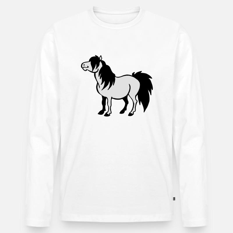 Pony - Männer Premium Bio Langarmshirt - Weiß