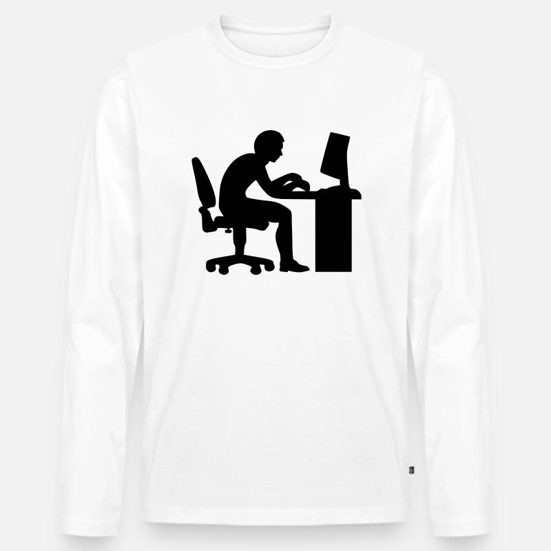 Büro Computer - Männer Premium Bio Langarmshirt - Weiß