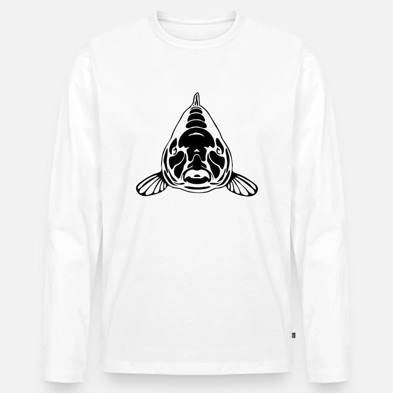 Karpfen frontal - Männer Premium Bio Langarmshirt - Weiß