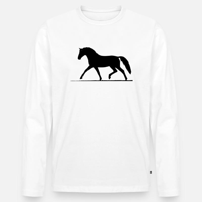 Pferd - Männer Premium Bio Langarmshirt - Weiß