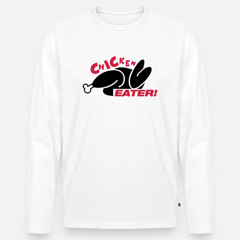 chicken_eater_gi2 - Männer Premium Bio Langarmshirt - Weiß