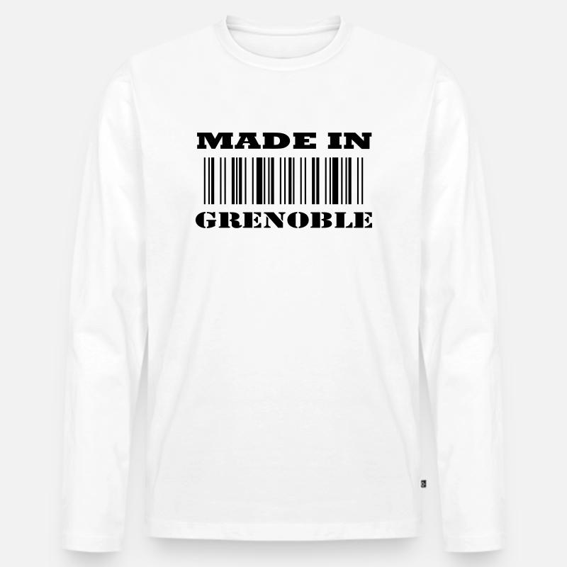 Made in GRENOBLE - Männer Premium Bio Langarmshirt - Weiß