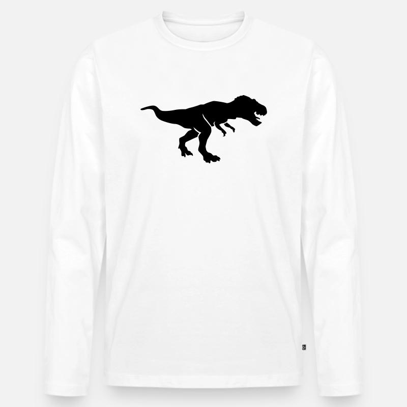 T-Rex - Männer Premium Bio Langarmshirt - Weiß