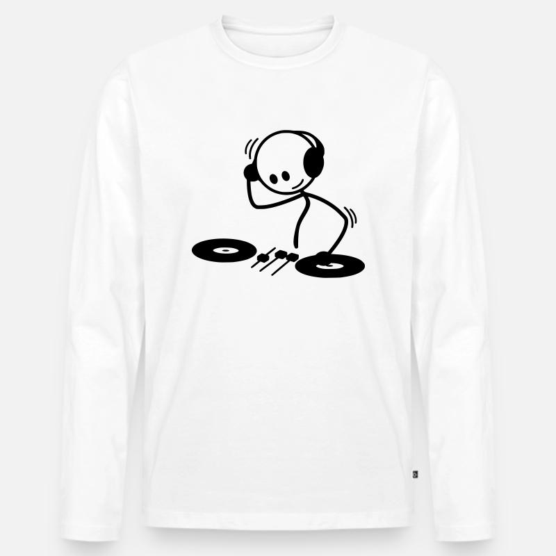 DJ Strichmännchen - Männer Premium Bio Langarmshirt - Weiß