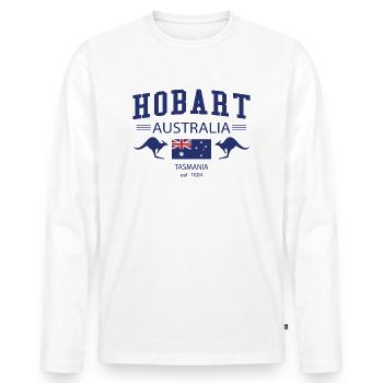 Hobart - Männer Premium Bio Langarmshirt - Weiß - Vorne - Nico (187cm)
