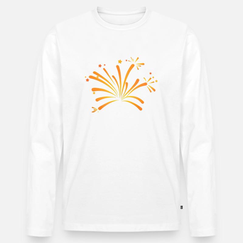 lebendiges Feuerwerk - Männer Premium Bio Langarmshirt - Weiß