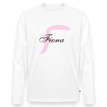 Nom prénom Fiona - T-shirt manches longues Premium bio Homme - blanc - Devant - Nico (187cm)