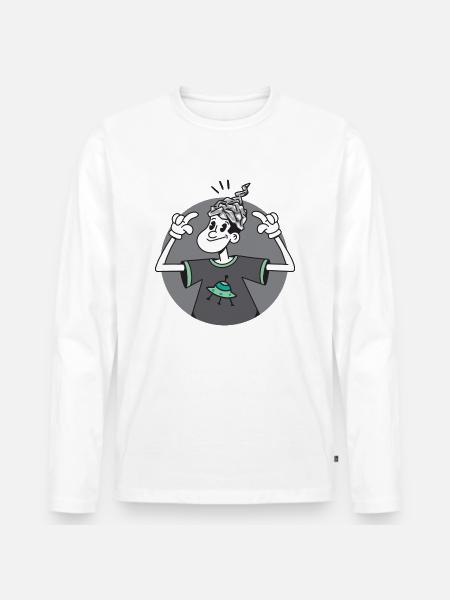 Lustiger Mann mit Aluhut - Männer Premium Bio Langarmshirt - Weiß