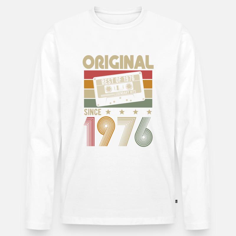 Original 1976 Retro Vintage Geburtstag Geschenk - Männer Premium Bio Langarmshirt - Weiß