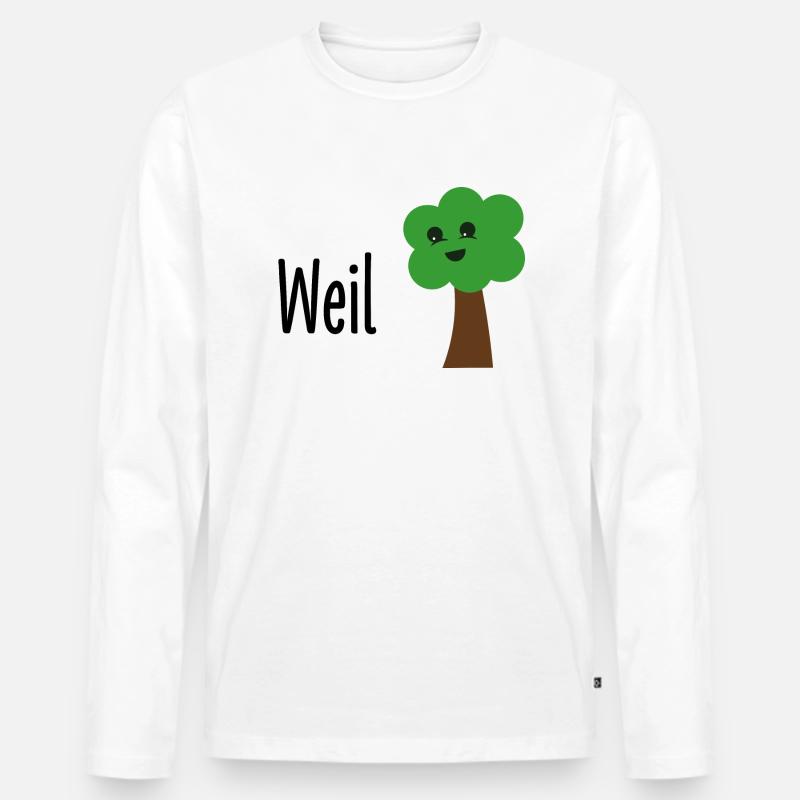 Weil Baum - Männer Premium Bio Langarmshirt - Weiß