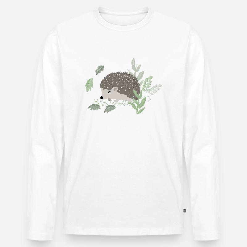 Niedlicher Igel - Männer Premium Bio Langarmshirt - Weiß