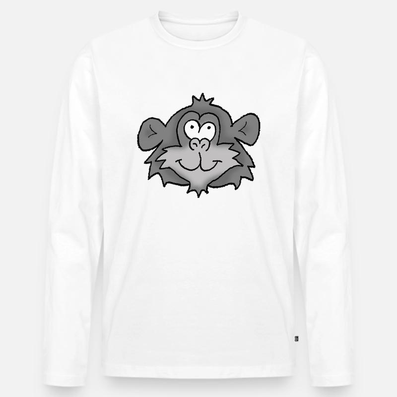 Chimpanse 2 - Männer Premium Bio Langarmshirt - Weiß