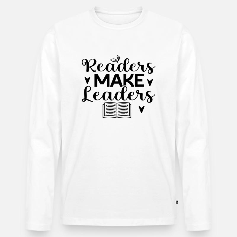 Readers Make Leaders - Männer Premium Bio Langarmshirt - Weiß