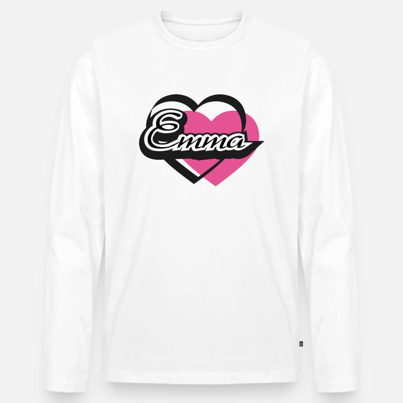 Name Emma Herz - Männer Premium Bio Langarmshirt - Weiß