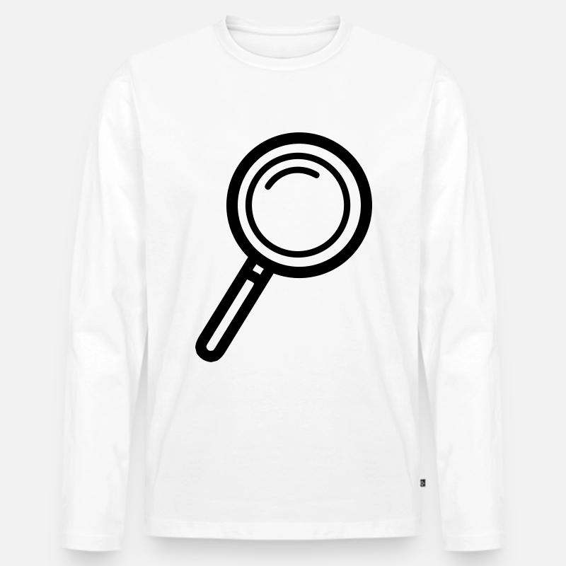 Lupe Symbol - Männer Premium Bio Langarmshirt - Weiß