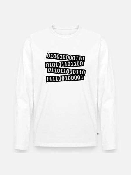 Binary Code Program Language - Men's Premium Organic Long Sleeve Shirt - white