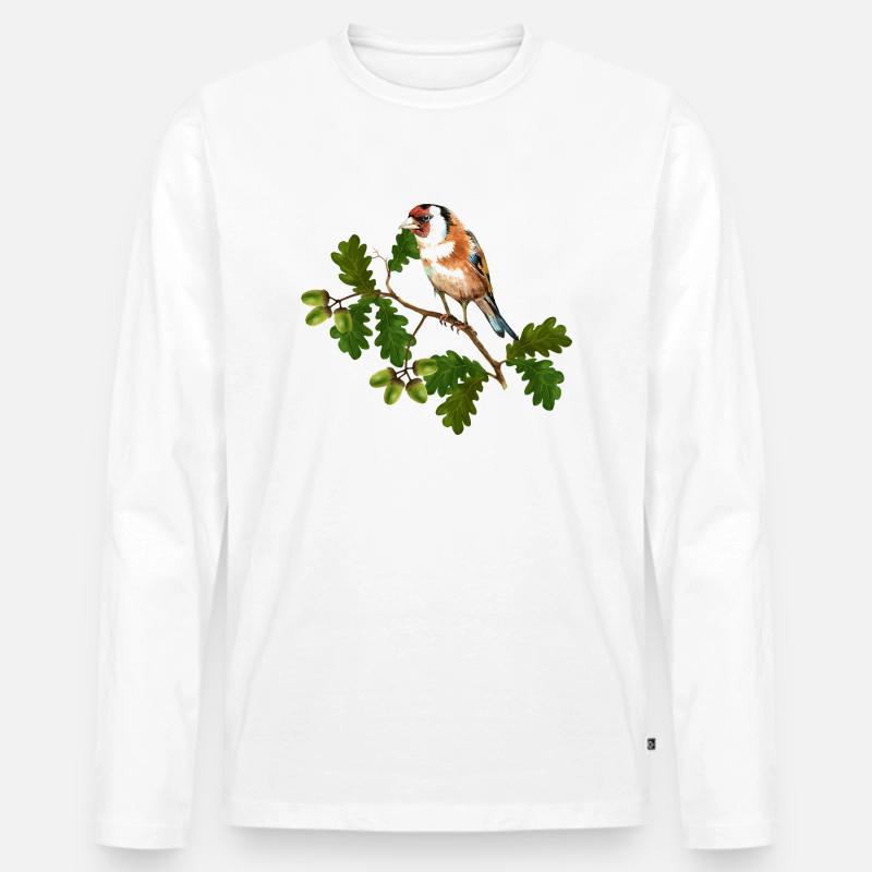 Bunter Vogel - Männer Premium Bio Langarmshirt - Weiß