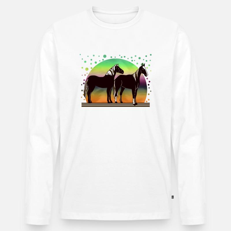 Pferde - Männer Premium Bio Langarmshirt - Weiß