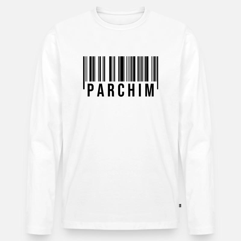 Parchim Strichcode - Männer Premium Bio Langarmshirt - Weiß
