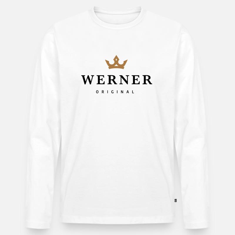 Werner - Männer Premium Bio Langarmshirt - Weiß
