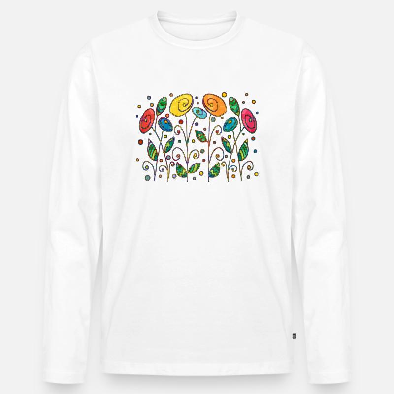 Blumen - Männer Premium Bio Langarmshirt - Weiß