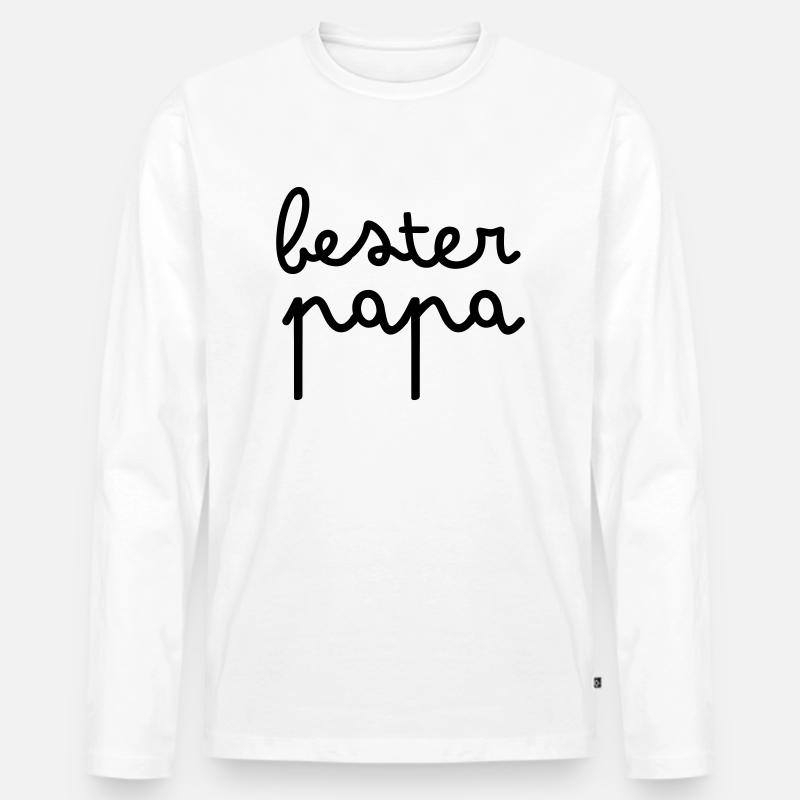 Bester Papa - Männer Premium Bio Langarmshirt - Weiß