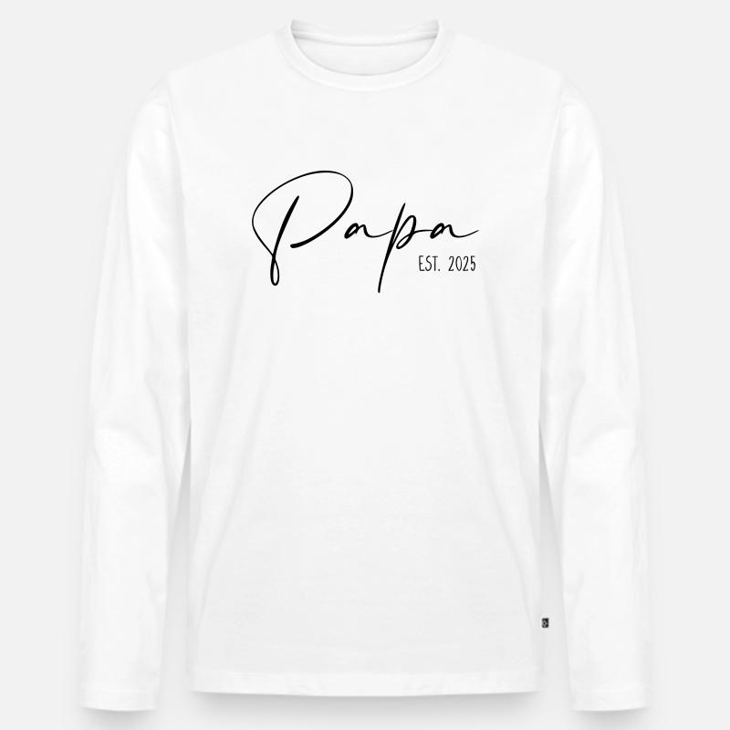 Papa Est 2025 - Männer Premium Bio Langarmshirt - Weiß
