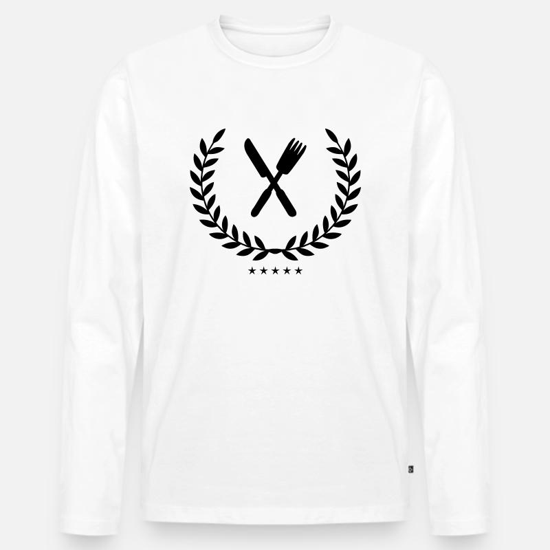 besteck wappen - Männer Premium Bio Langarmshirt - Weiß