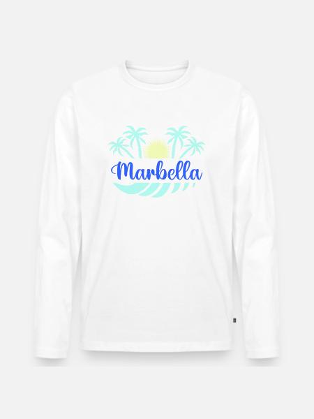 Marbella - Men's Premium Organic Long Sleeve Shirt - white