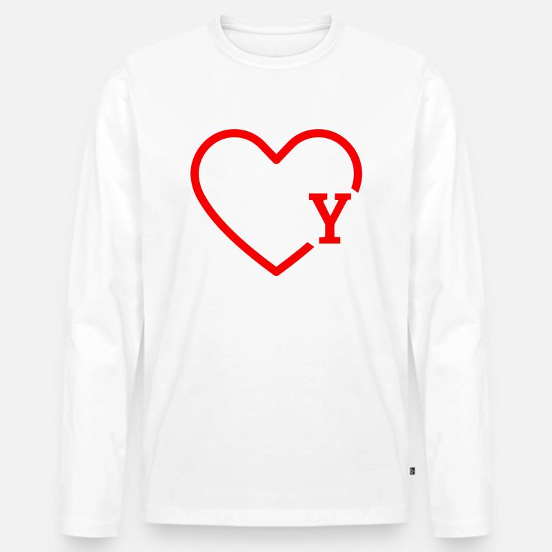 Buchstabe y rotes Herz - Männer Premium Bio Langarmshirt - Weiß