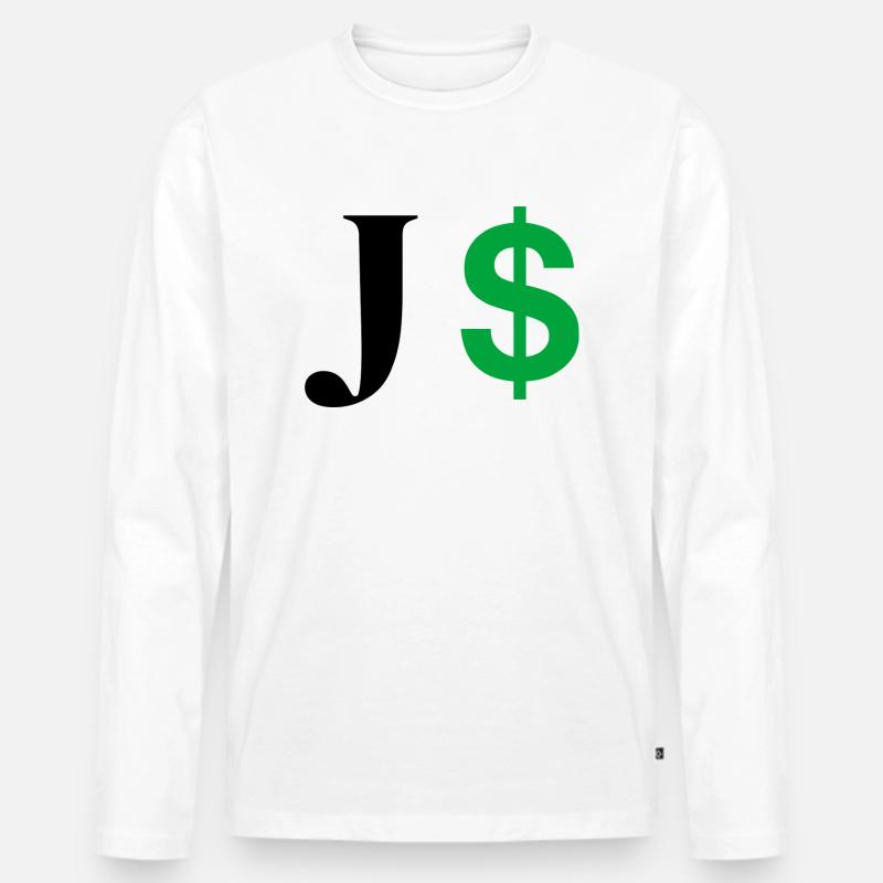 Buchstabe j Dollar - Männer Premium Bio Langarmshirt - Weiß