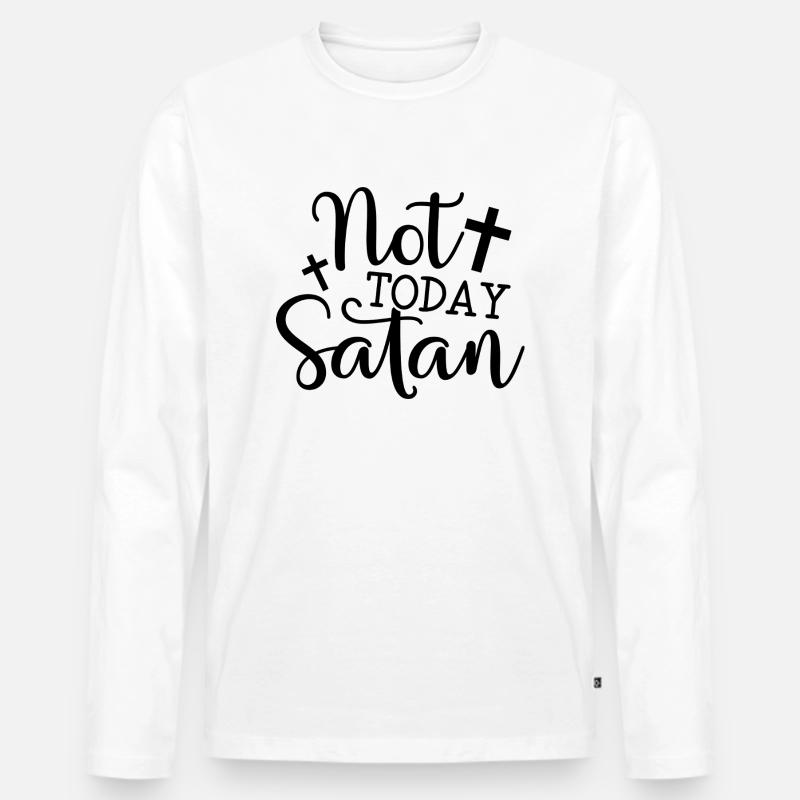 Nicht heute, Satan - Männer Premium Bio Langarmshirt - Weiß