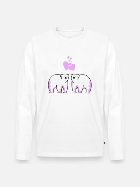 Eisbären verliebt - Männer Premium Bio Langarmshirt - Weiß